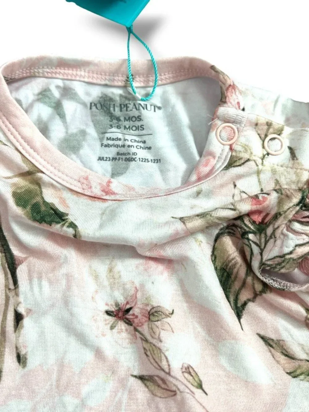 NWT Posh Peanut Short Sleeve Pink Floral Tulle Bodysuit Dress Size 3-6M